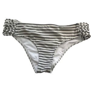 HOLLISTER Women’s Striped Bikini Bottom Swimsuit Black & White Large